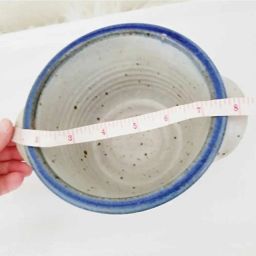 Vintage Pottery bowl with handles signed